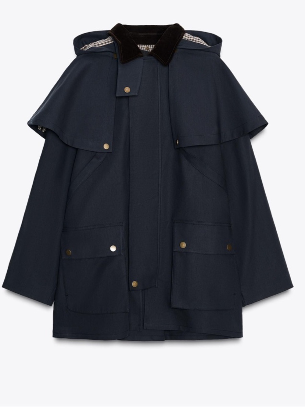 ZARA ZW Collection Viral Hooded Jacket Coat Trench Navy Size S SOLD OUT $179 - Picture 5 of 14
